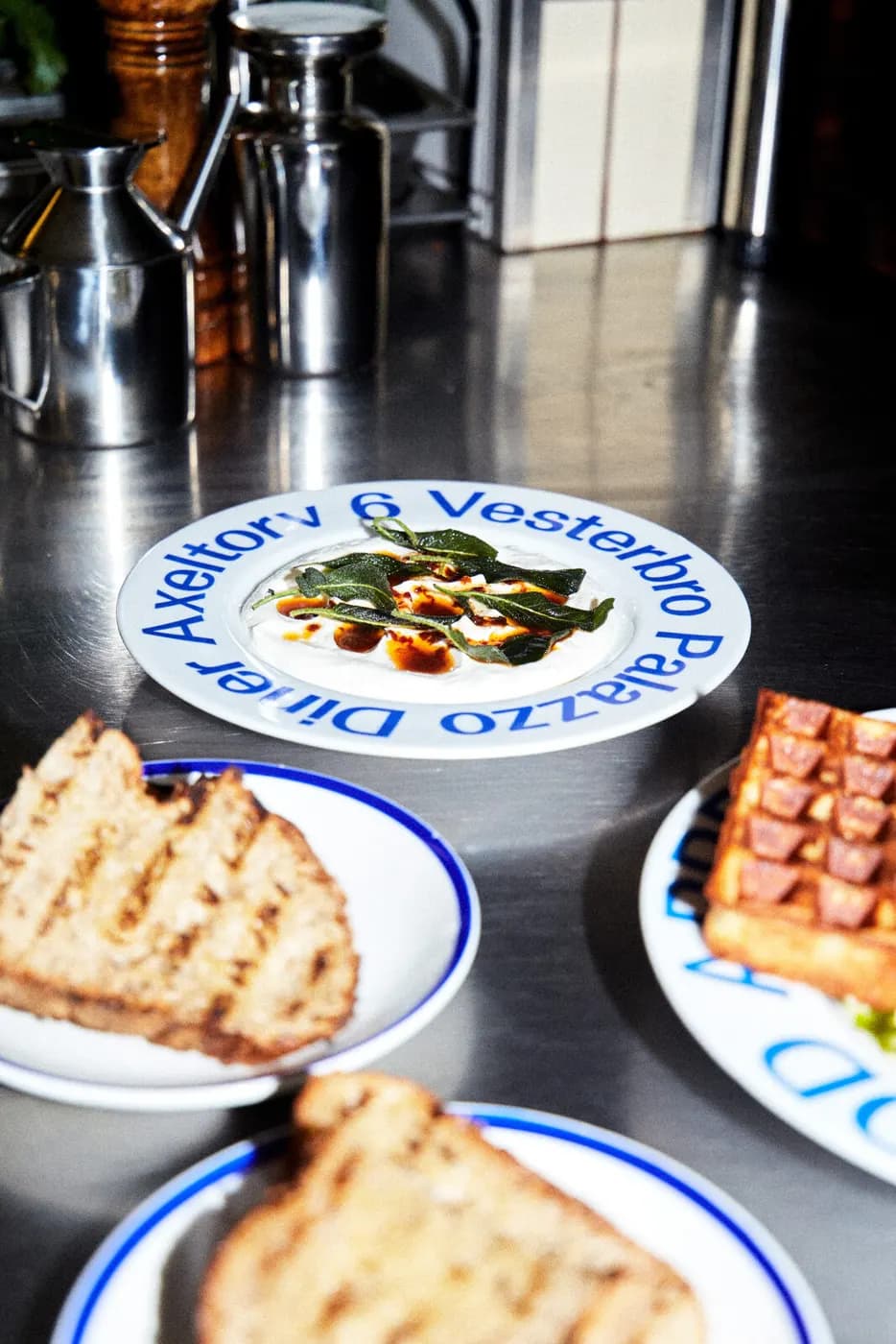 Plates on the branded Palazzo tableware