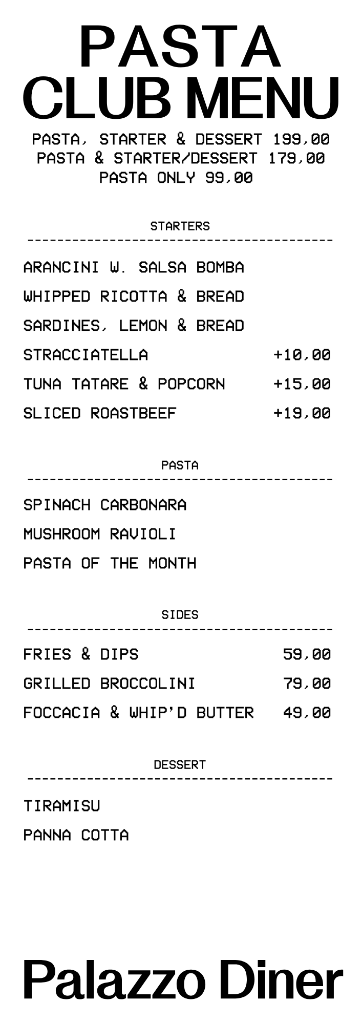 Pasta Days (4) Groups - Menu
