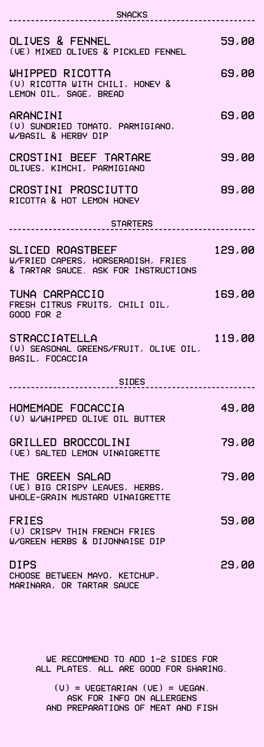 PD menus for web 2025 07 282 A la carte menu